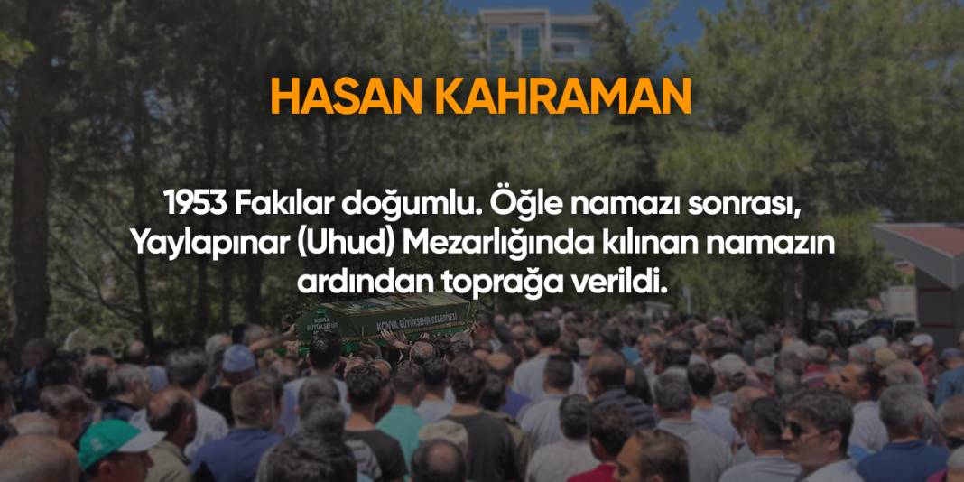 Konya'da bugün vefat edenler | 29 Ekim 2025 9